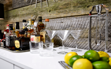 mini bar countertop with drinks