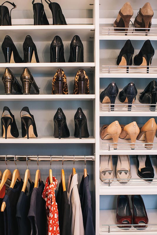 Luxury Custom Shoe Closet Designs with Shoe Storage and Shelves