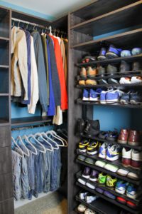 Men's wardrobe double hanging section example from Closet America 