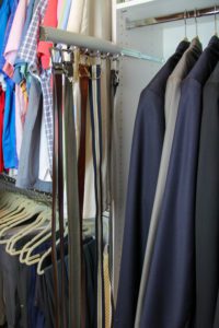 Men's wardrobe belt rack example from Closet America 